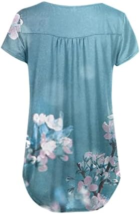 Летни Дамски Блузи с ниско деколте и Къс Ръкав, Тениска с Флорални Принтом и Тока в Сгъвката, Ежедневни Тънка
