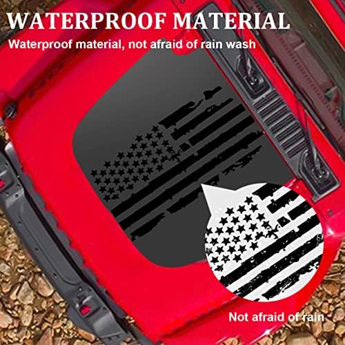 16,9 х 30,7Потертая Стикер с флага на САЩ в предния капак на автомобила, Патриотични етикети във военната стил