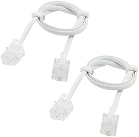удлинительный телефонен кабел uxcell RJ11 6P2C към модул RJ11, 50 см, 2 броя, Бял