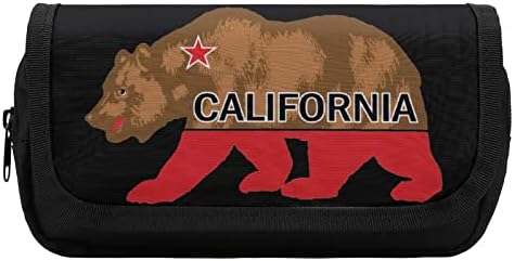Чанта за Моливи California Bear, в двуслоен Калъф За Писалки, Чанта За Канцеларски Материали, Чанта За Грим,