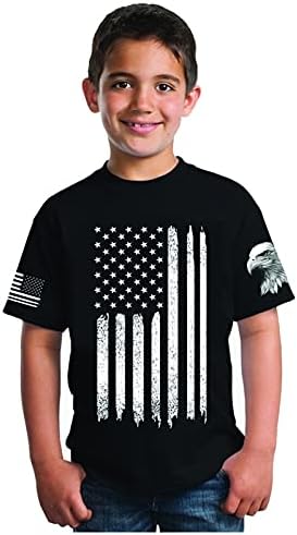 picontshirt Патриотични Ризи за момчета, Тениска с Американския флаг