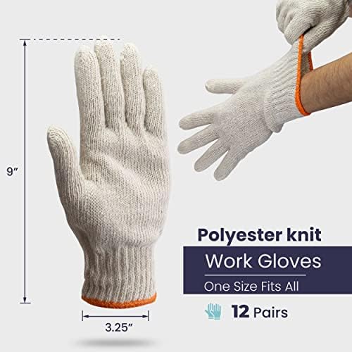 Марки FMP [12 Двойки, голяма], Работни Ръкавици от полиестер и Памук е задължителен за употреба със Защитно