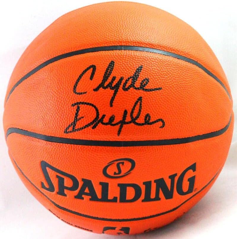 Баскетбол Сполдинг с автограф Клайд Дрекслър - Свидетел на JSA * Баскетболни топки черен на цвят, с автограф