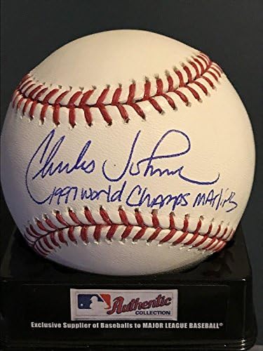 Чарлз Джонсън Флордия Марлинс Шампиони от 1997 г. по бейзбол с автограф Oml - Бейзболни топки