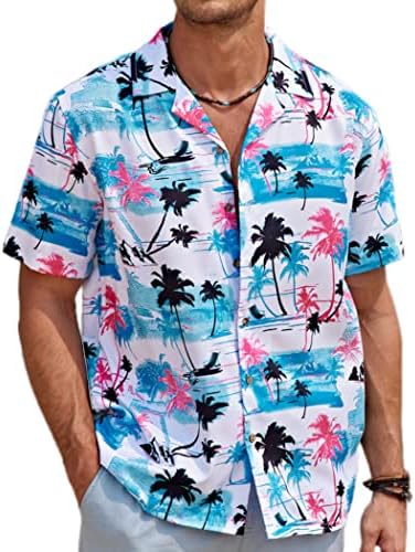 COOFANDY Мъжки Хавайска Риза С Къс Ръкав, Плажни Тропически Ризи, Летни Ежедневни Ризи с копчета