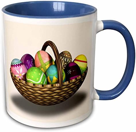 Празничен Великденски графика 3dRose Boehm - Кошница с великденски яйца, 1 Чаши (mug_43243_6)