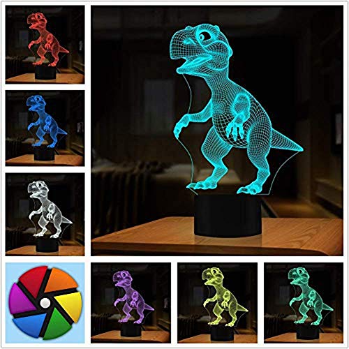 Хелоуин 3D Динозавър led Лампа 7 Цвята Промяна Сензорен Контрол лека нощ за Детски Подаръци, Украса за Дома