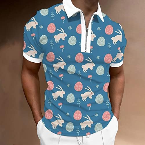 2023 Нова Мъжки Великден Модни и Ежедневни Тениска с Цифрово 3D Принтом джоб с Ревери и Къс Ръкав, Тениски За