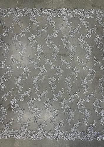 Кристина Сребристо-сиво цвете бродерия от полиестер с пайети върху вкара завързана кърпа двор за рокли, сватба шаферките, на бала - 10076