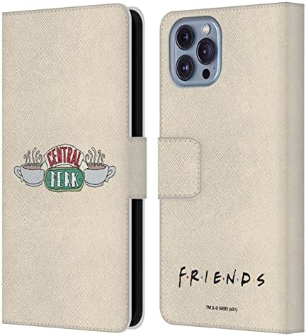 Дизайн на своята практика за главата Официално Лицензиран Friends ТВ Шоу Central Perk Култов Кожен Калъф-книжка-джобен формат, Съвместим с Apple iPhone 14