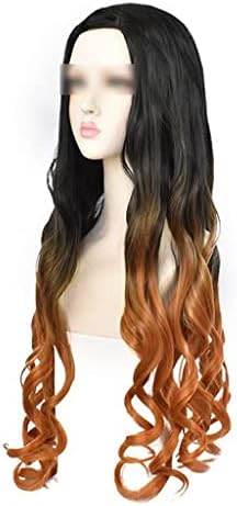 влажни женски перуки Градиентный кафява перука от къдрава коса средна дължина (цвят: A, размер: 22,8 инча)