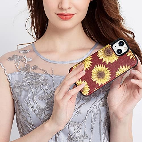 Женската чанта-портфейл Crosspace за телефон, съвместим с iPhone 14, с държач за карти, от висококачествена естествена кожа с цветя, добавляющими приятни усещания, с 3 карти,