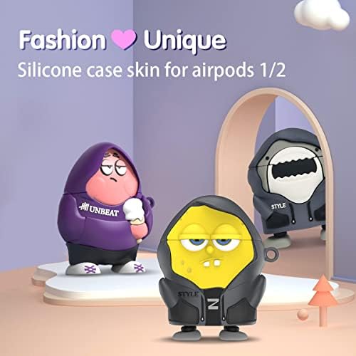 3 Опаковки Калъф AirPods с Анимационни герой за AirPod 2/1, Сладък калъф Kawaii Air Шушулките, Забавен 3D Уникален Дизайн, Мек Силиконов Защитен калъф, Съвместим за Apple AirPods 2 и 1 с б?