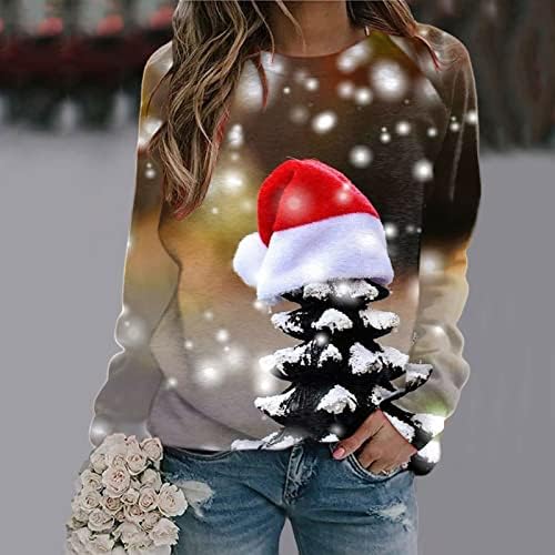 Графични блузи, Прекрасни Върхове, Модерен Пуловер с дълъг ръкав и кръгло деколте, Коледни Качулки, Свободна Жена Hoody
