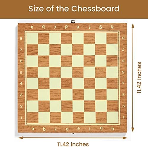 Набор от класически шах CSVICTORY 11 x 11 - Комплект Дървени Шах от Новозеландской Бор със Сгъваем шахматна