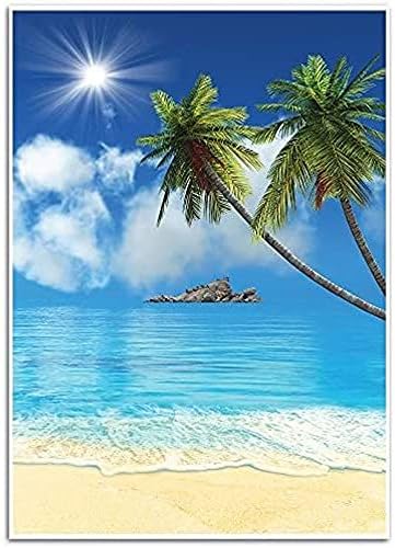 Тропически Плаж фон - Фон за снимки - Отлично подходящ за студио, щанд, партита, фотография, сватба, бизнес употреба, 4,9 х 7,2 метра