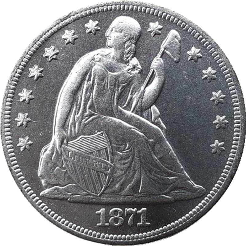 1871 Американски Монети, Месинг Със Сребърно Покритие, Монети Старинни Занаяти Чуждестранни Възпоменателни Монети