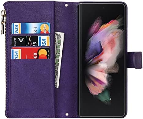 Оригинален дизайн за Samsung Galaxy Z Fold 4, калъф-портфейл 5G с притежателя на S Pen, [9 слотове за карти]