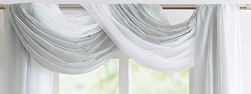 Комплект от плат за драперии сватбена арка WARM HOME DESIGNS XXL се състои от 2 шалове сребристо-бял цвят с
