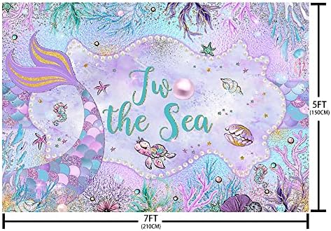 AIBIIN 7x5ft Русалка 2-ри Рожден Ден на Фона на Принцеса Момиче Две Море в морето Фон за Снимки на Партито по