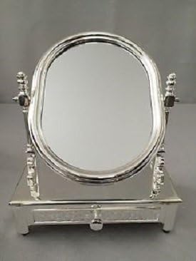 Красиво Завъртане Бижутерия/Козметично огледало, с чекмедже, Сребрист цвят -НОВО в червена кутия за подарък