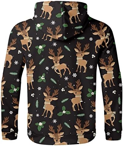 DSODAN Коледни Блузи за Мъже Забавни Графични Спортни Блузи с Качулка Коледен Принт Елен Вечерни Спортен Пуловер