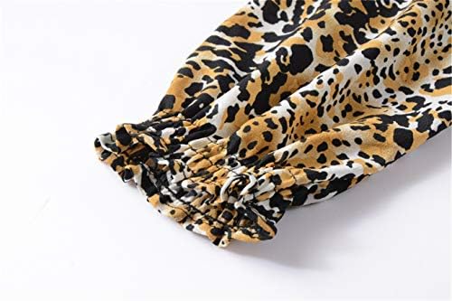 Дамски Ежедневни Шифоновая риза Andongnywel с V-образно деколте и Леопардовым принтом, Дървени Уши и жакетом с дълъг ръкав