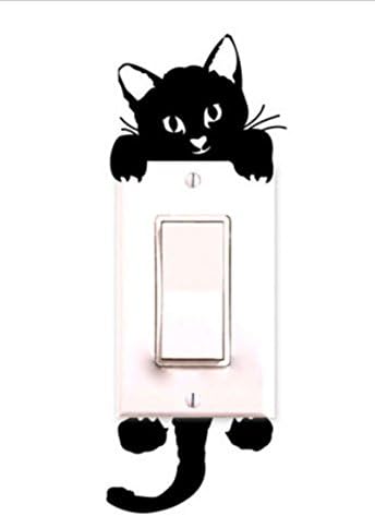 Изкуството На Почивка Котка Стикери За Стена Детска Стая Прекъсвач Етикети Ключа За Лампата Декор (Котка 3)