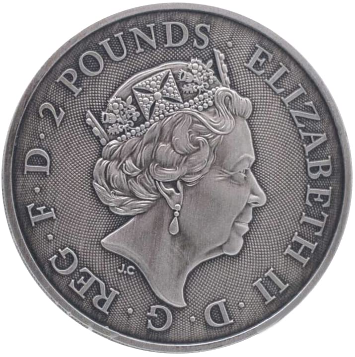 2023 Модерна Възпоменателна монета PowerCoin King Arthur Антични Сребърни монети с тегло 1 Унция 2 Gbp Великобритания