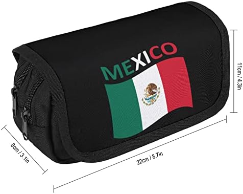 Знаме На Мексико Чанта За Моливи В Двуслоен Калъф За Писалки Чанта За Канцеларски Материали Чанта За Грим На