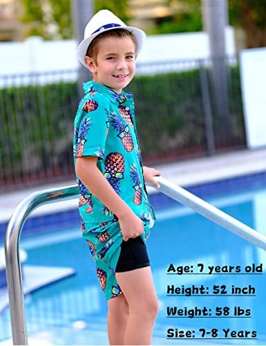 UNICOMIDEA/ Хавайски дрехи за момчета, Риза с копчета, с Тропически принтом + Топене, Комплекти от 2 и предмети