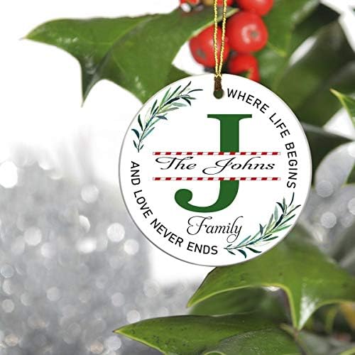 Оригинална Декорация за Коледната елха с монограм J - Семейство Joneses, Където Започва Живот И Никога Не свършва Любовта - Идеи за коледни подаръци 2019 За семейни бижута
