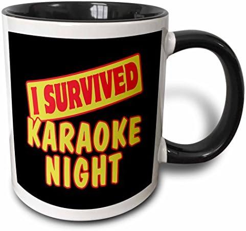 3dRose I Survival Karaoke Night два цвята Чаша с дизайн на Гордост и чувство за хумор оцеляване, 11 грама, черно-бял