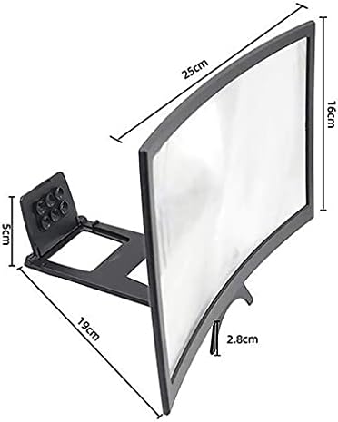 ZHYH 12-инчов екран мобилен телефон Голям скоба дисплей ABS корпус Акрилна леща извити 3D поставка за лупи
