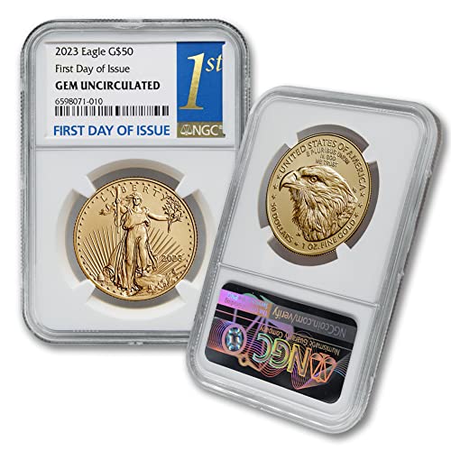 2023 Без знака на монетния двор 1 унция златна монета Американски Орел в кюлчета Gem Без лечение (Първия ден