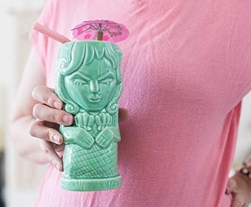 Фантастична чаша Geeki Tikis Green Mermaid | Официалната Керамична чаша в стил Тики серия Fantasy | с Капацитет