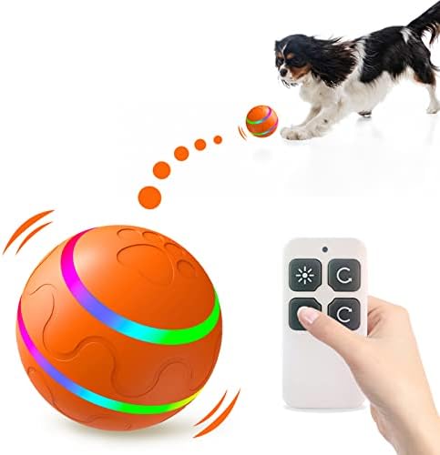 LIBOOI Самодвижущийся Топка за Кучета, Автоматични Играчки за кучета с дистанционно управление, Led светлини,