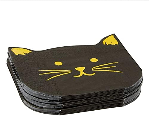 50 Опаковки Коктейлни салфетки Black Cat с инкрустации от златно фолио за парти по случай рожден Ден, украса