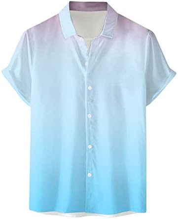 UDTDWANV Модна Тениска за Мъже с Къси Ръкави и Копчета, Дишаща Лека плътно Облекло, Свободна Удобна Блуза