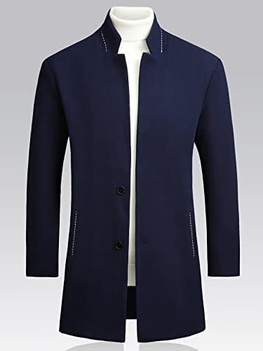 Якета QYIQU за мъже - 1 бр., Однобортное на козината, без пуловери с наклонени джобове (Цвят: тъмно синьо Размер: